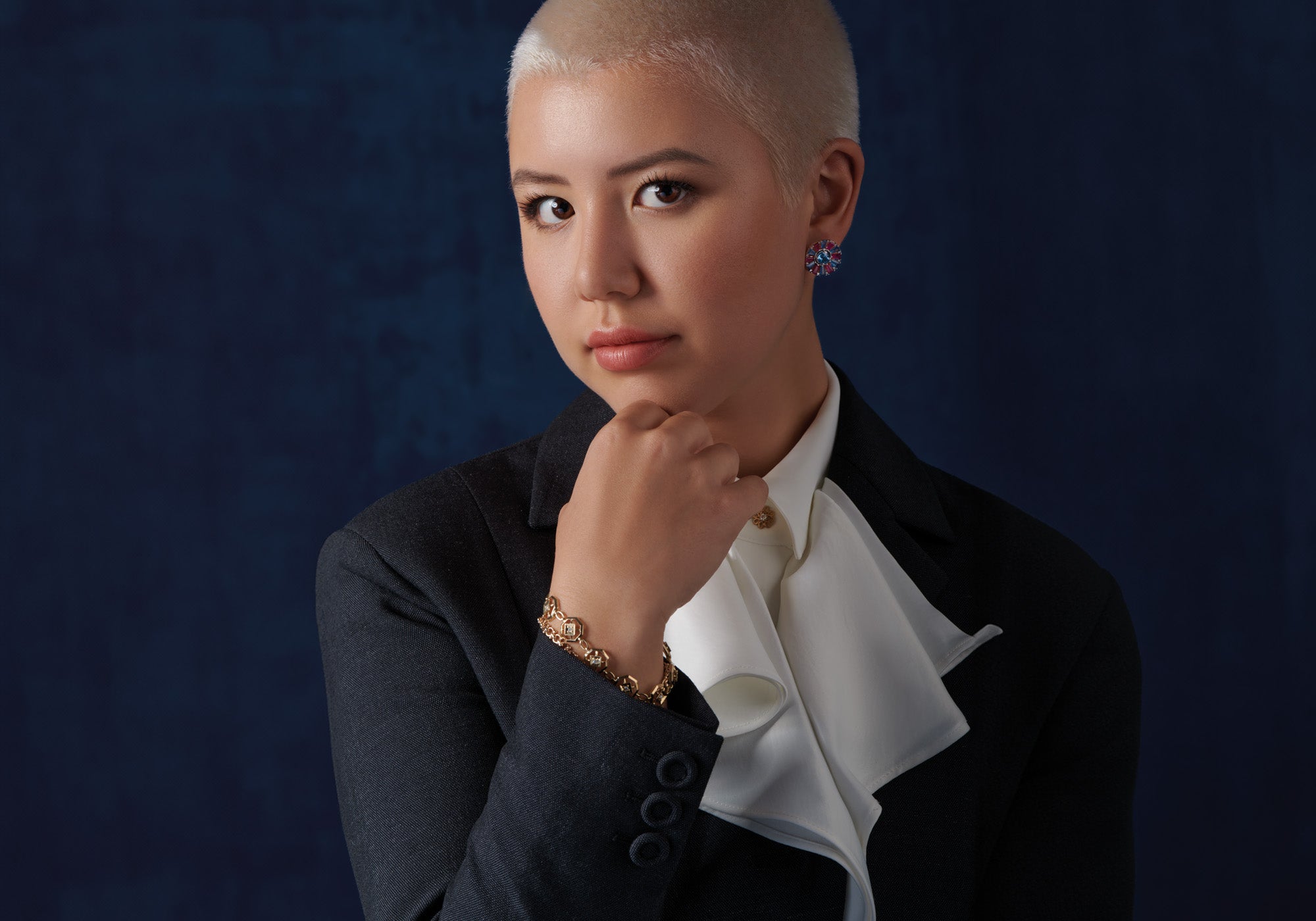 Model wearing handcrafted jewellery perfect for occasions and events.