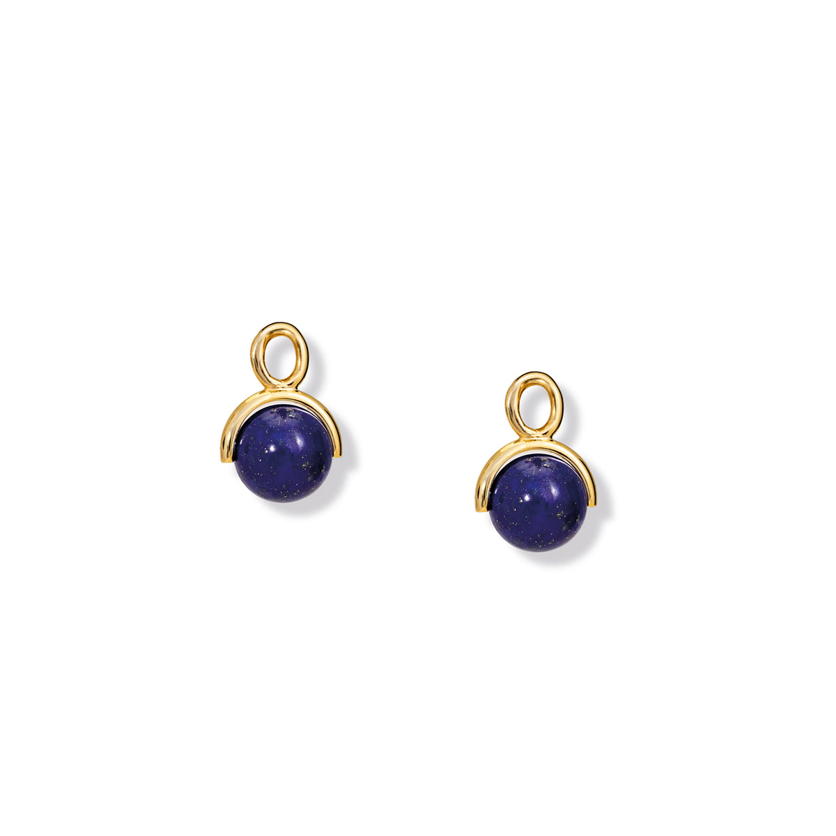 Handcrafted 9ct yellow gold earring drops featuring lapis lazuli beads, inspired by horse riding