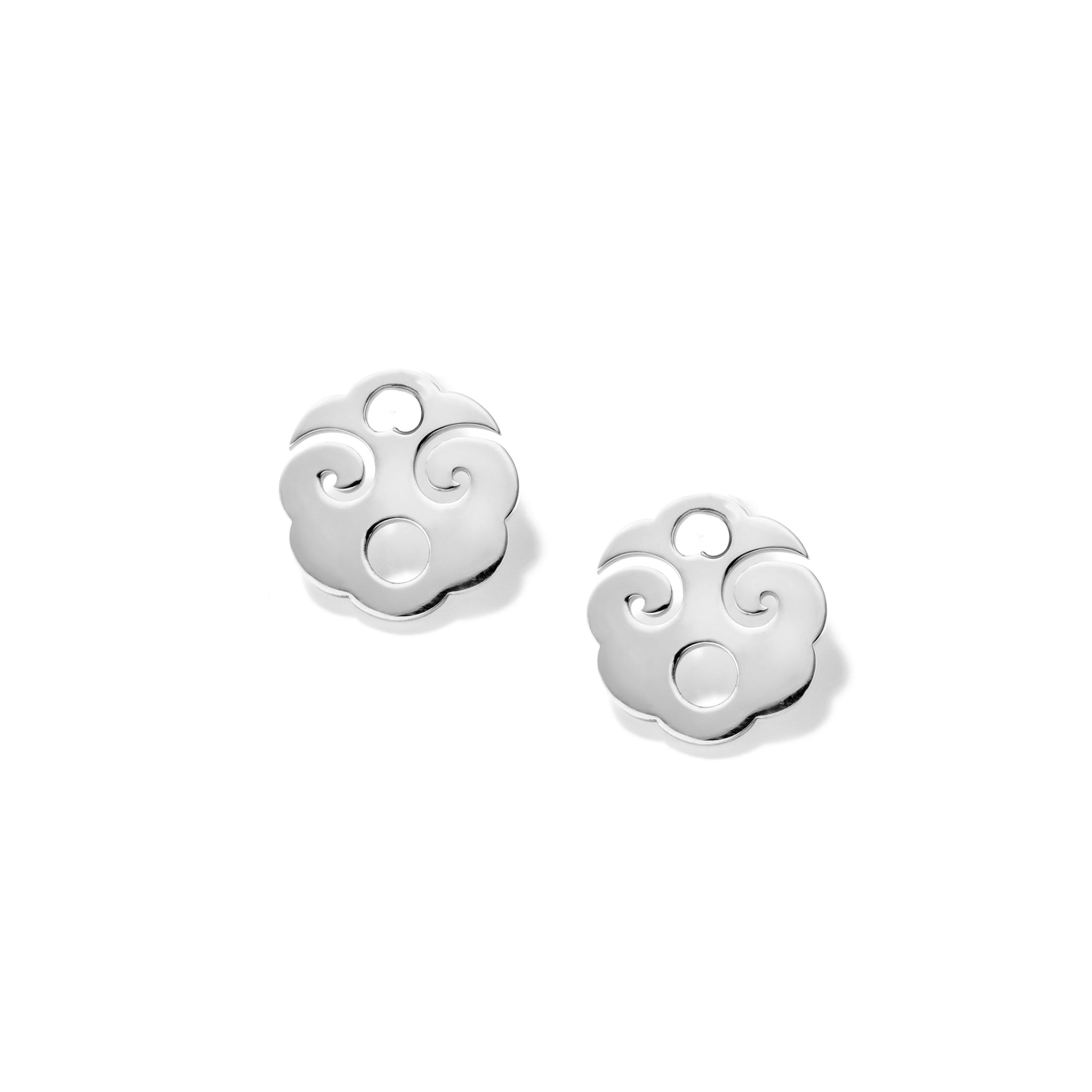 Handcrafted sterling silver earring drops featuring a gong shape.