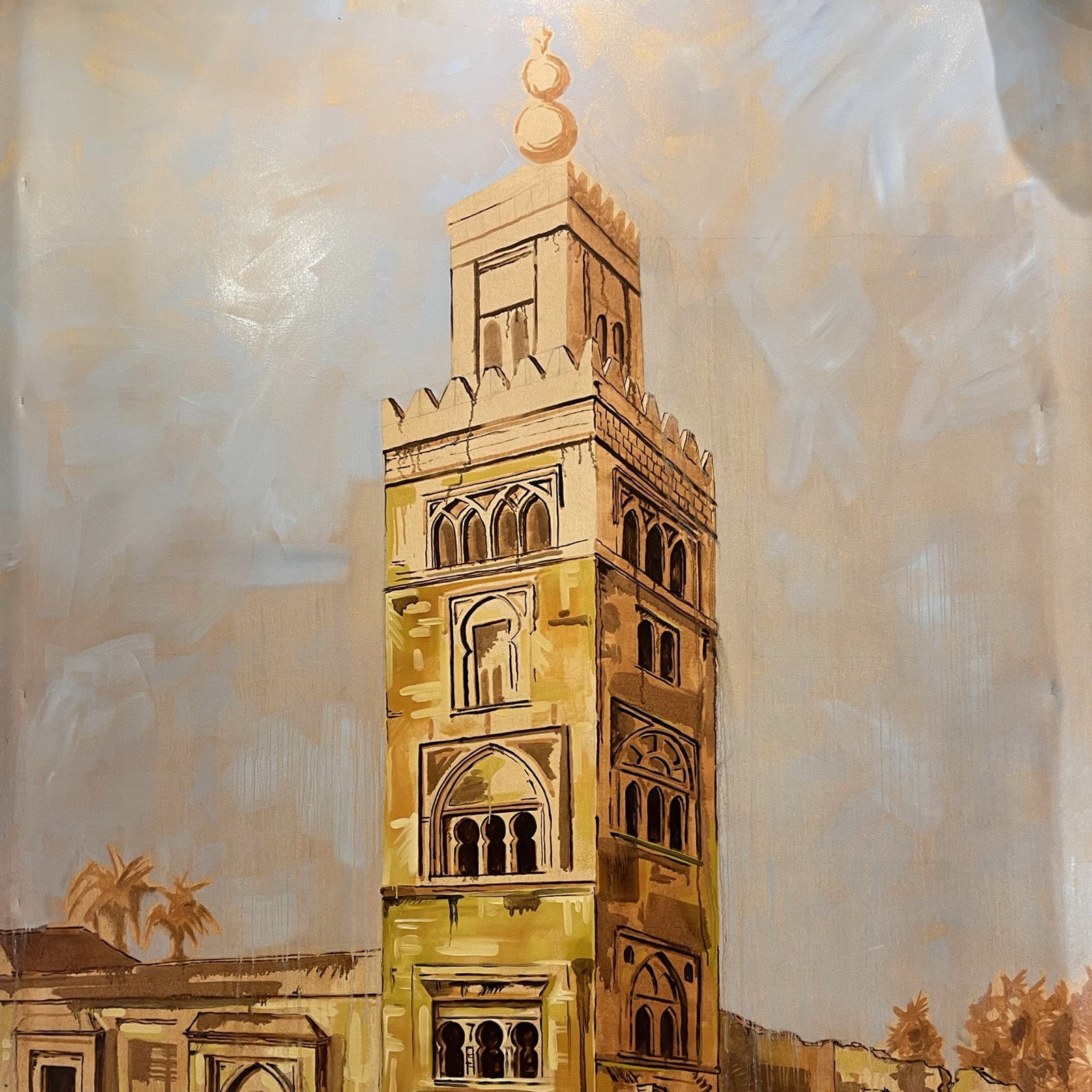 Painting of a Moroccan building.