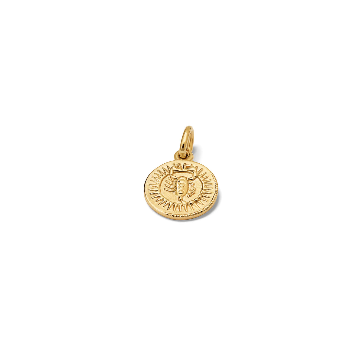 Handcrafted round 9ct yellow gold necklace pendant engraved with the zodiac scorpio.