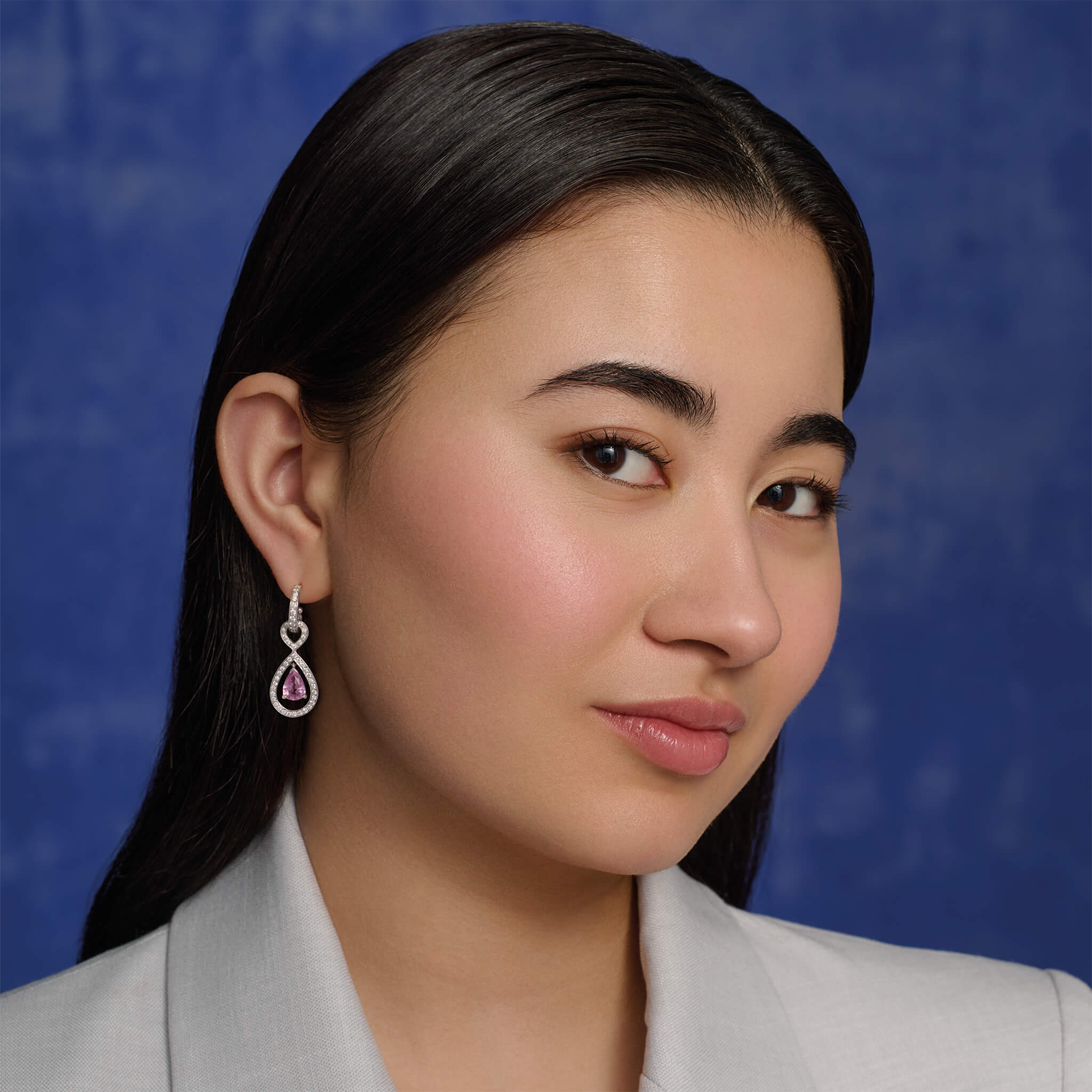 Model wears Octavia Margarita earrings from Japan collection
