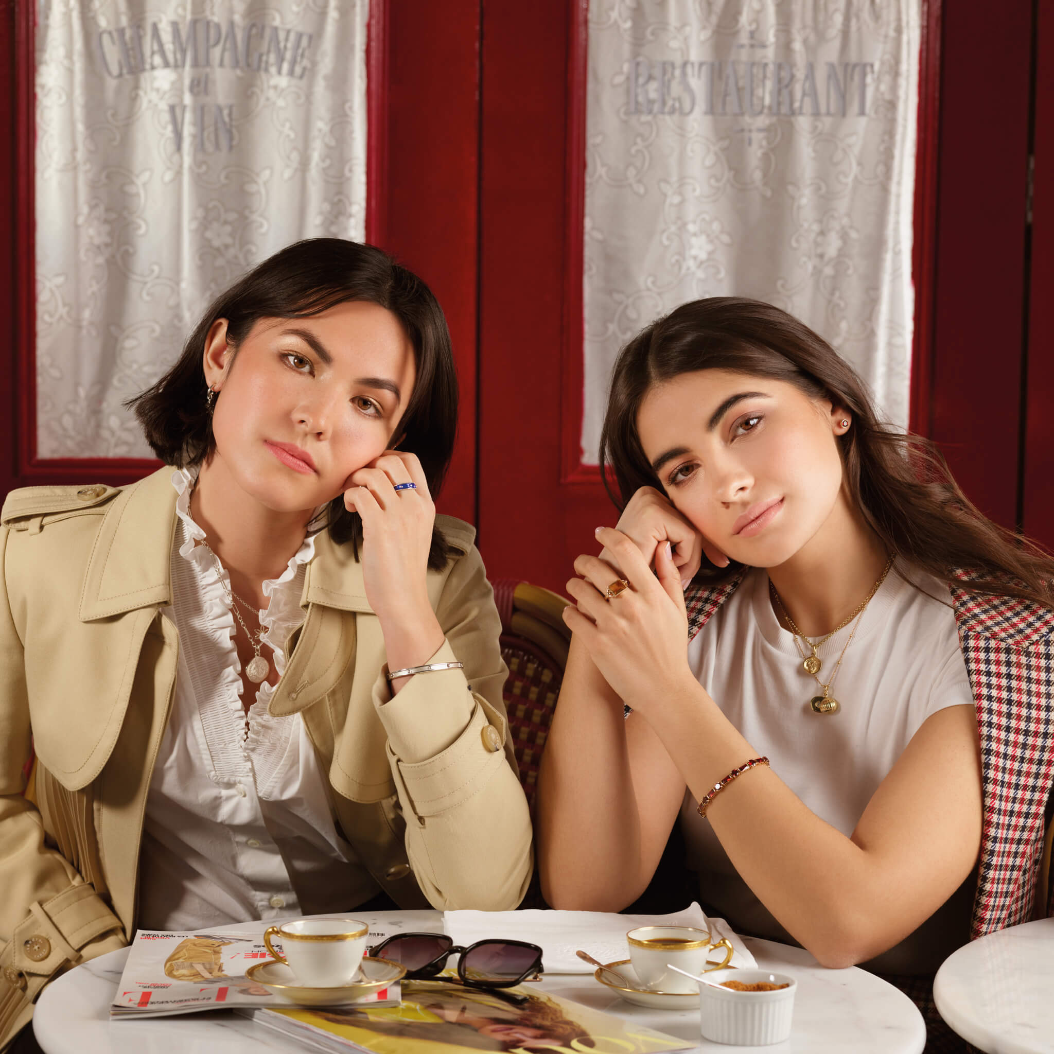 models wearing handcrafted precious metal jewellery inspired by france and french culture