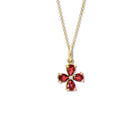 Klover Medium Flower Necklace Pendant Yellow Gold - Red Garnet & Diamond