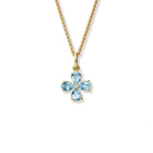 Klover Medium Flower Necklace Pendant Yellow Gold - Blue Topaz & Diamond