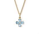 Klover Large Flower Necklace Pendant Yellow Gold - Blue Topaz & Diamond