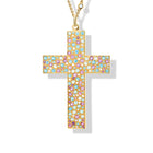 St Juan Bautista Cross Pendant Yellow Gold - Blue Topaz, Amethyst & Diamond