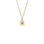 Mashrabiya Trellis Square Necklace Pendant Yellow Gold - Amethyst