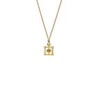 Mashrabiya Trellis Square Necklace Pendant Yellow Gold - Citrine