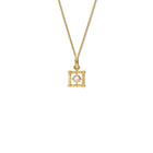 Mashrabiya Trellis Square Necklace Pendant Yellow Gold - Pearl
