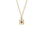 Mashrabiya Trellis Square Necklace Pendant Yellow Gold - Ruby
