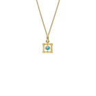 Mashrabiya Trellis Square Necklace Pendant Yellow Gold - Turquoise