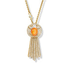 Frida Necklace Pendant 18ct Yellow Gold - Fire Opal & Diamond Pavé
