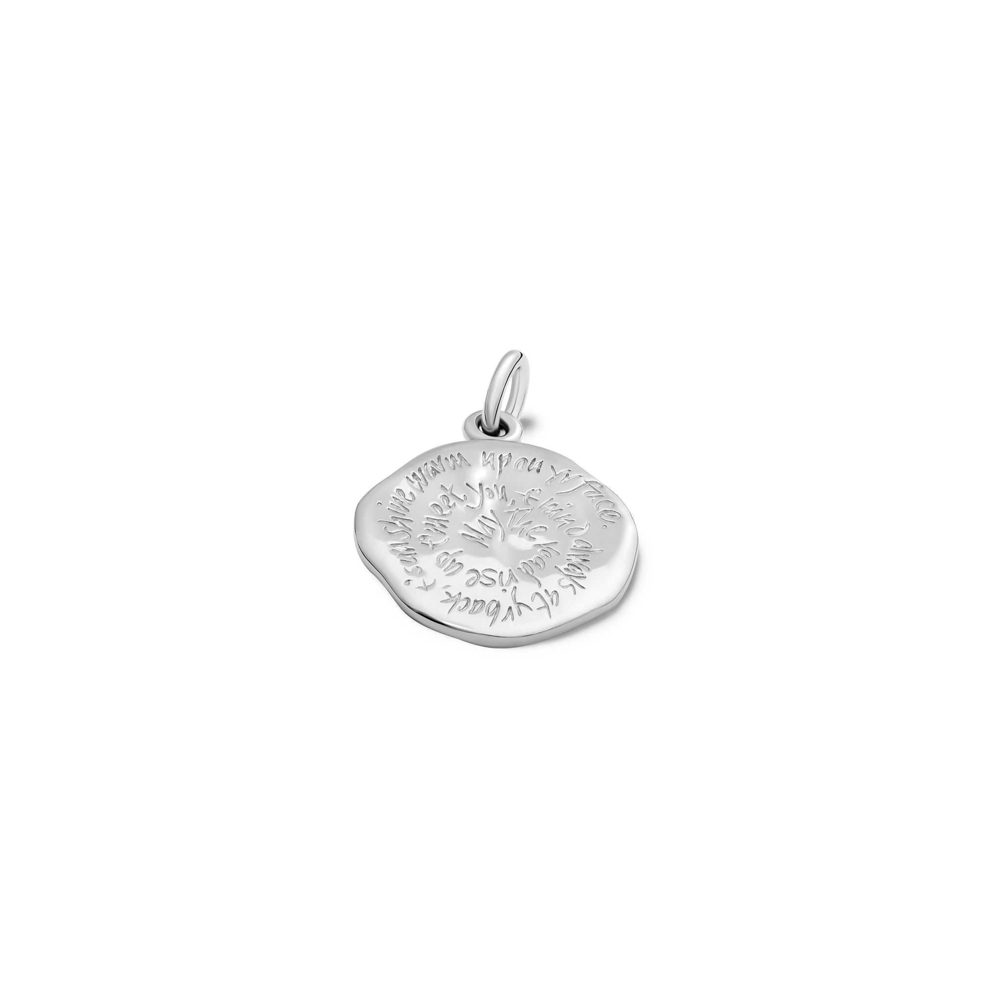 Handcrafted sterling silver necklace pendant engraved with the quote,  'May the road rise up to meet you. May the wind be always at your back. May the sun shine warm upon your face; the rains fall sof