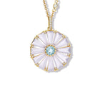 Roi Soleil Large Necklace Pendant Yellow Gold - Blue Chalcedony, Blue Topaz & Diamond