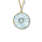 Roi Soleil Large Necklace Pendant Yellow Gold - Blue Topaz & Diamond