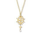 Huguenot Small Cross Pendant Yellow Gold - Pearl