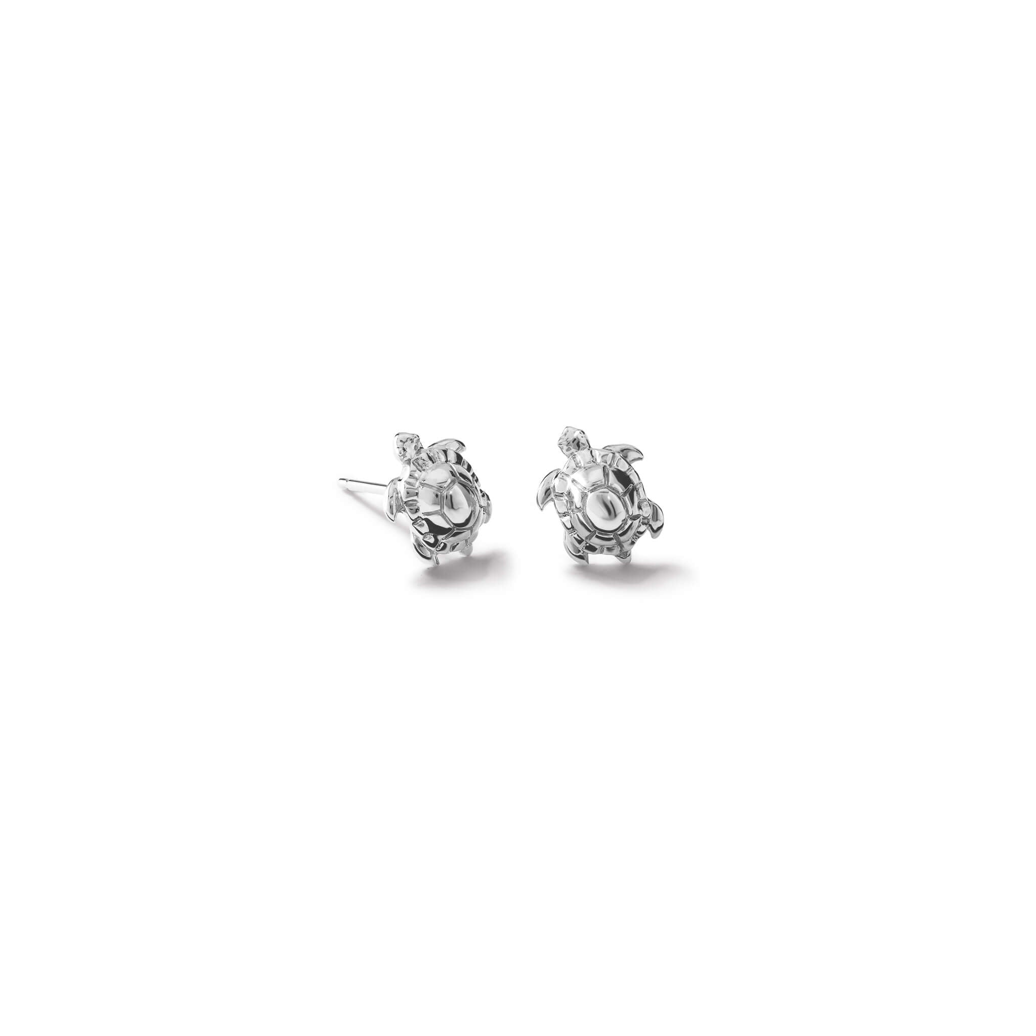 Handcrafted silver turtle shaped stud earrings.