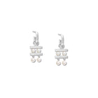Couture Double Earring Drops Silver - Pearl