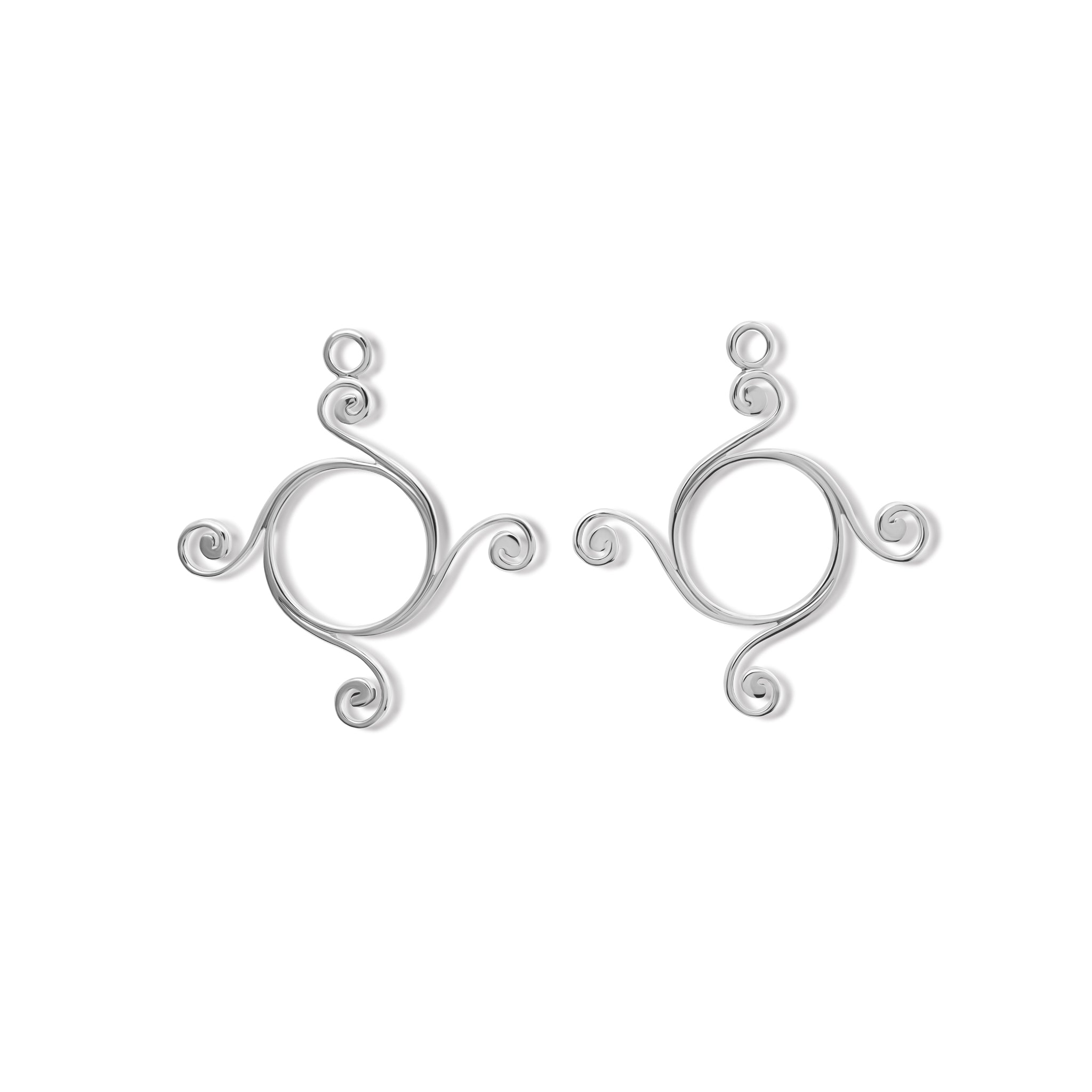 The handcrafted Athena large earring drops in silver.