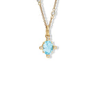 Compass Medium Necklace Pendant Yellow Gold -  Blue Topaz & Diamond