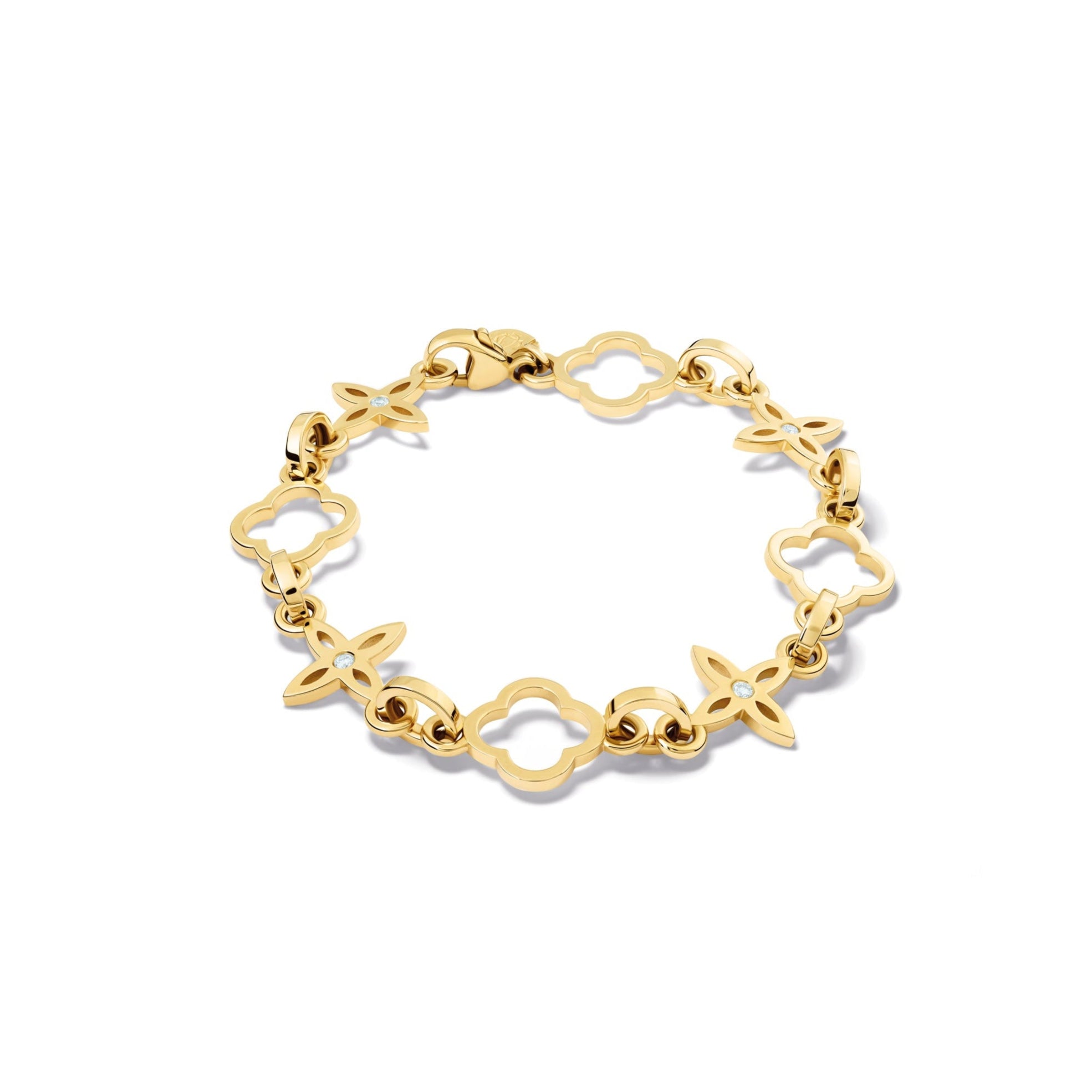 Handcrafted yellow gold bracelet with star-shaped links.