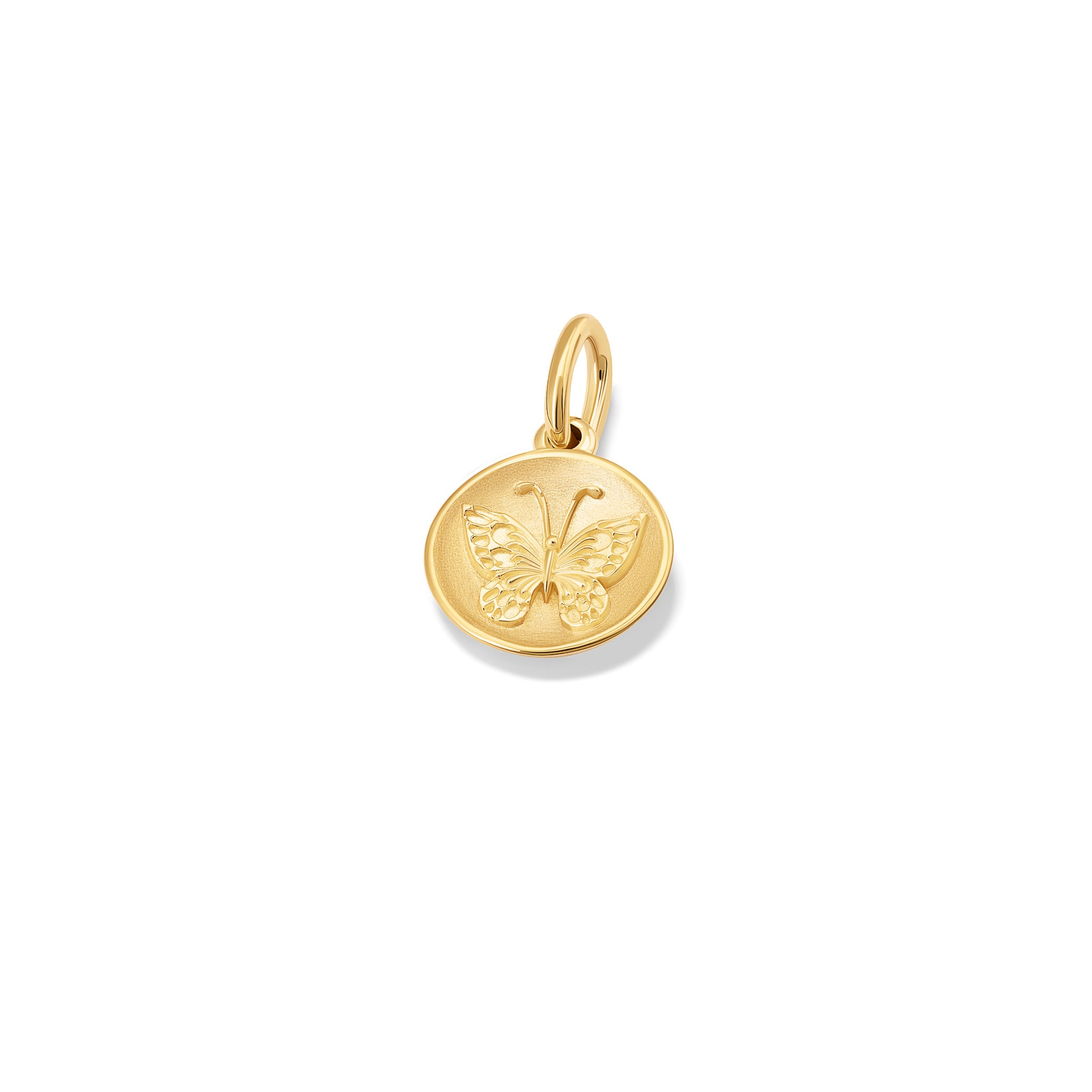Handcrafted yellow gold pendant with a butterfly 'in relief'