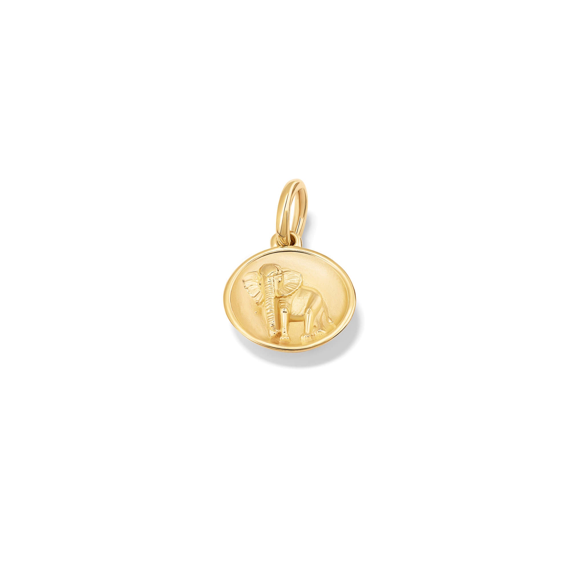 A handcrafted yellow gold pendant with an elephant 'in relief'