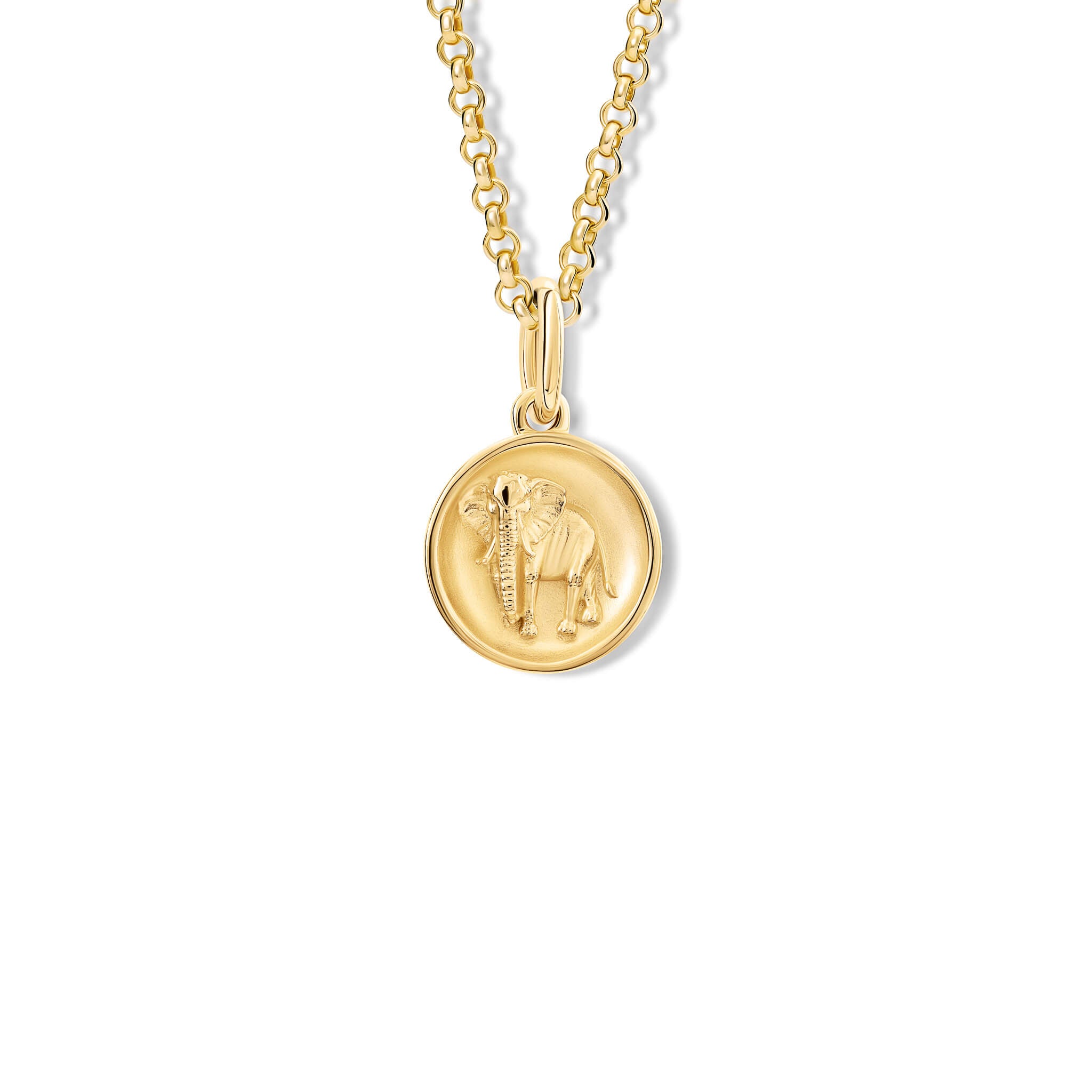 A handcrafted yellow gold pendant with an elephant 'in relief'
