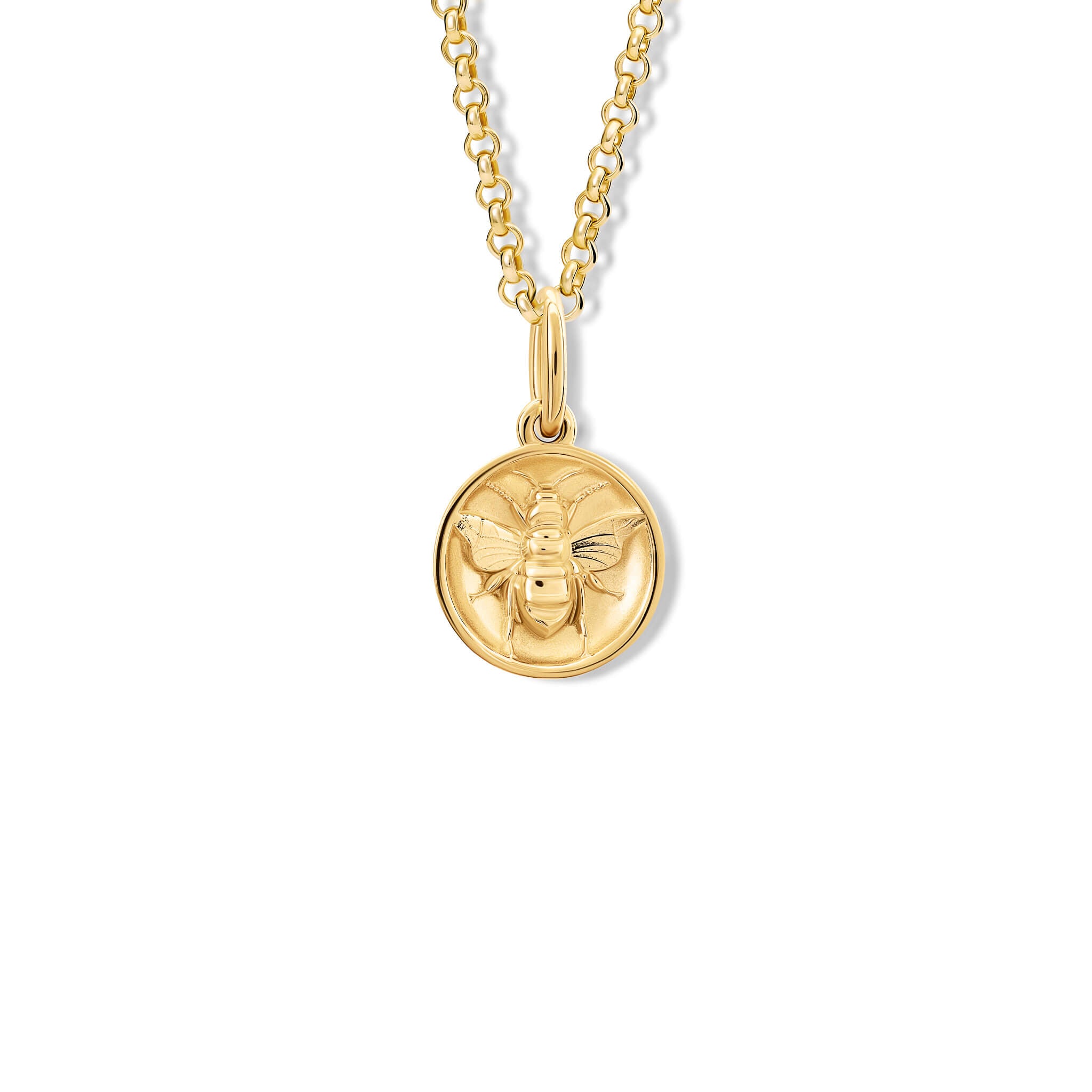 Handcrafted necklace pendant featuring a bee 'in relief'