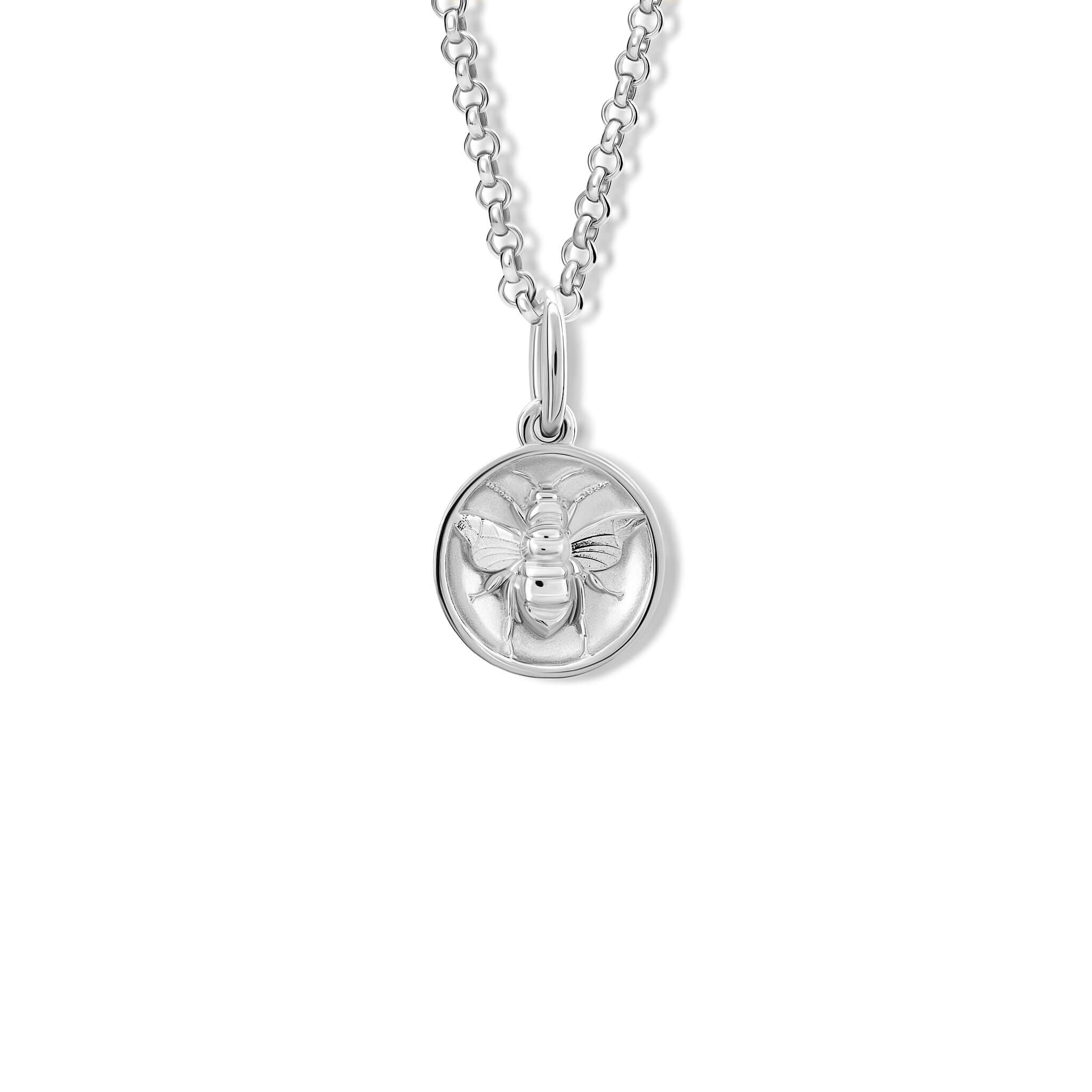 Handcrafted necklace pendant featuring a bee 'in relief'