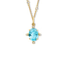 Compass Large Necklace Pendant Yellow Gold - Blue Topaz & Diamond