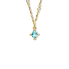 Compass Small Necklace Pendant Yellow Gold - Blue Topaz & Diamond