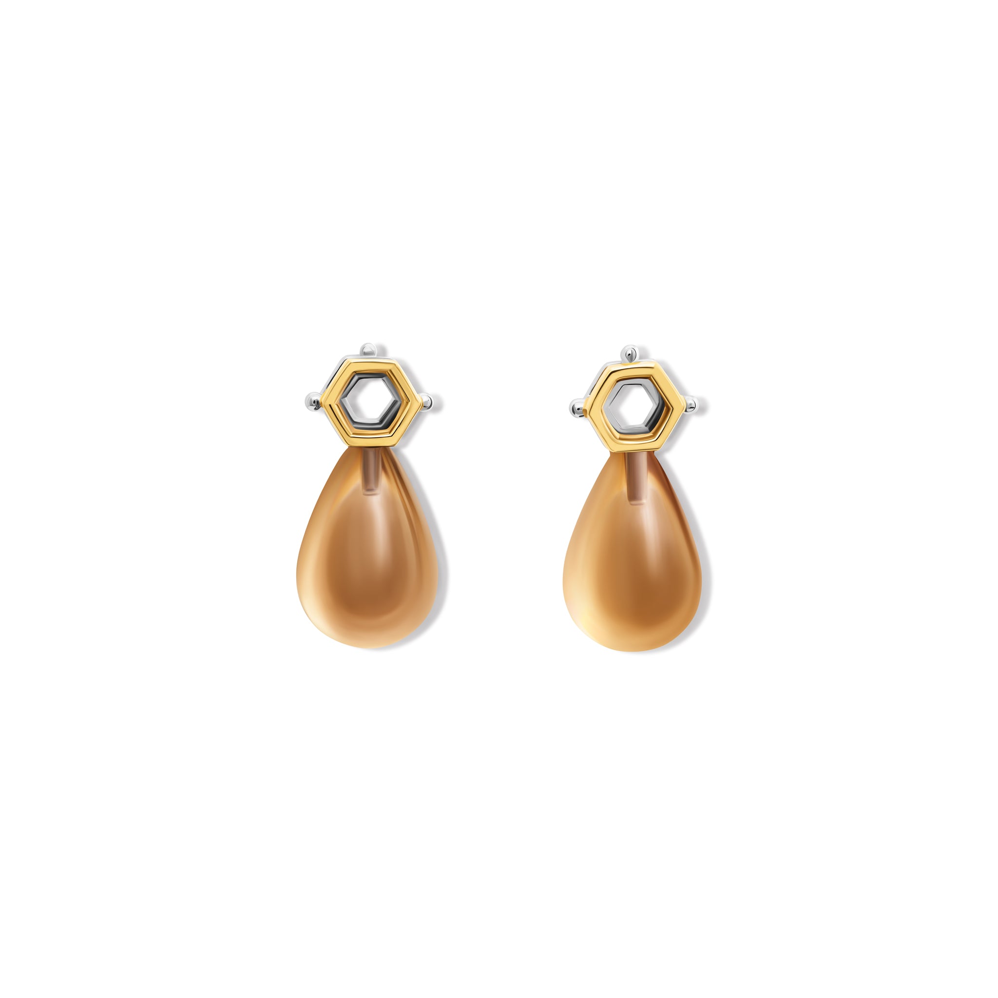Melissae di Erice earring drops in white and yellow gold with smoky quartz and diamond.
