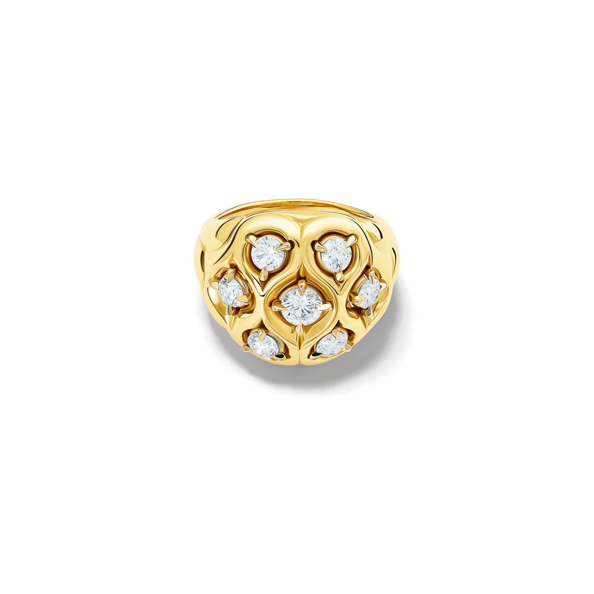 Handcrafted 18ct yellow gold ring with diamond inspired by pleats in Ancient Greek clothing.