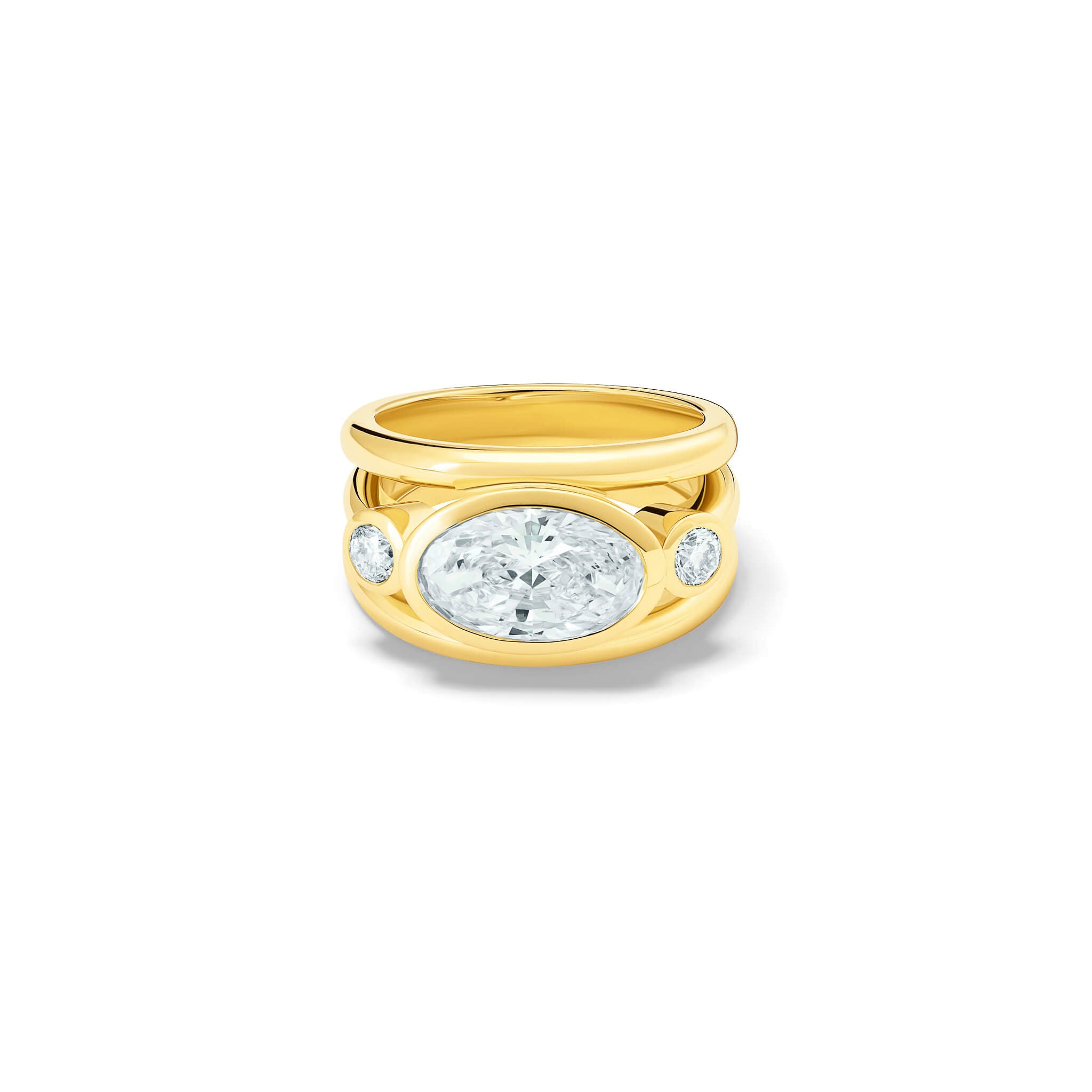 aeneus ring in 18ct yellow gold with oval diamond by Cassandra Goad, inspired by Aeneas of Troy, gia certified diamonds