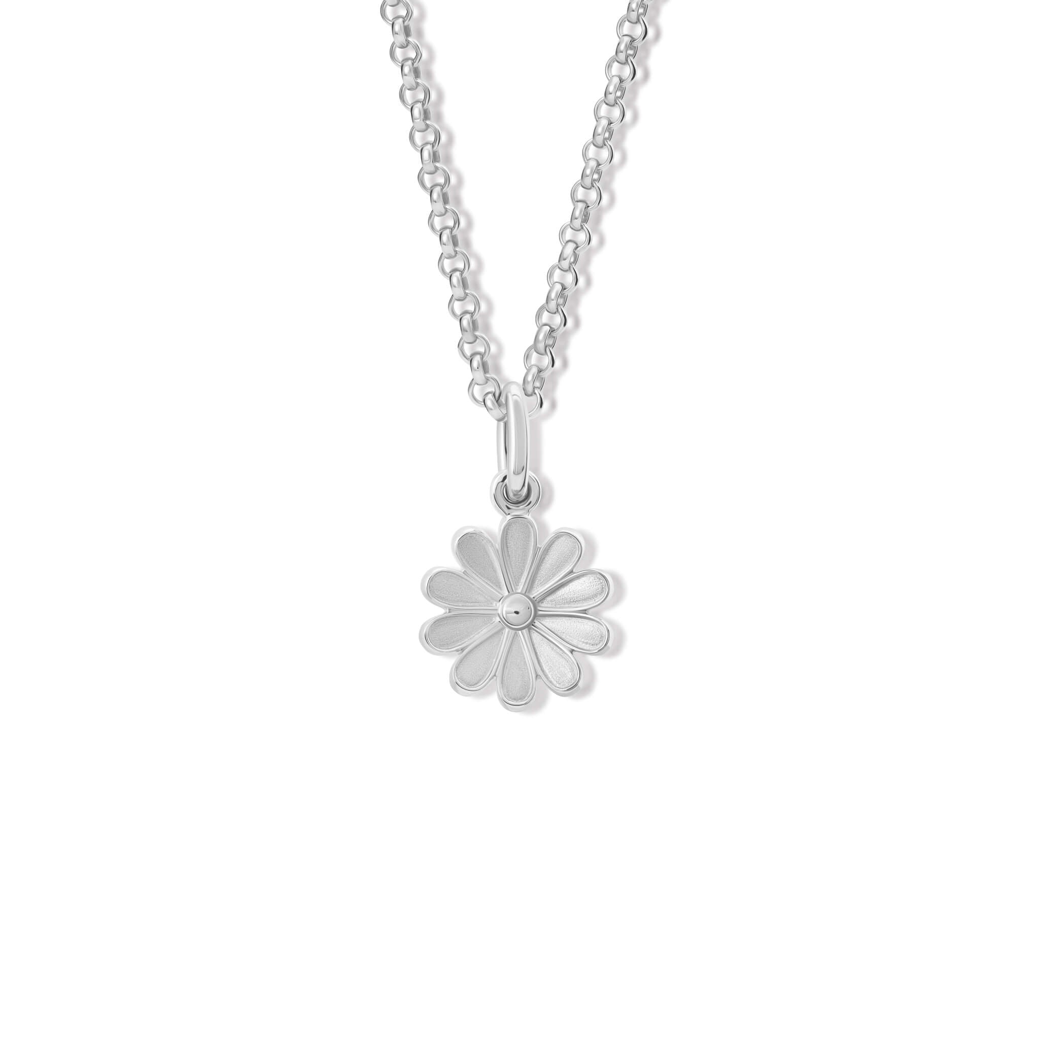 Handcrafted silver necklace pendant of an anemone flower.
