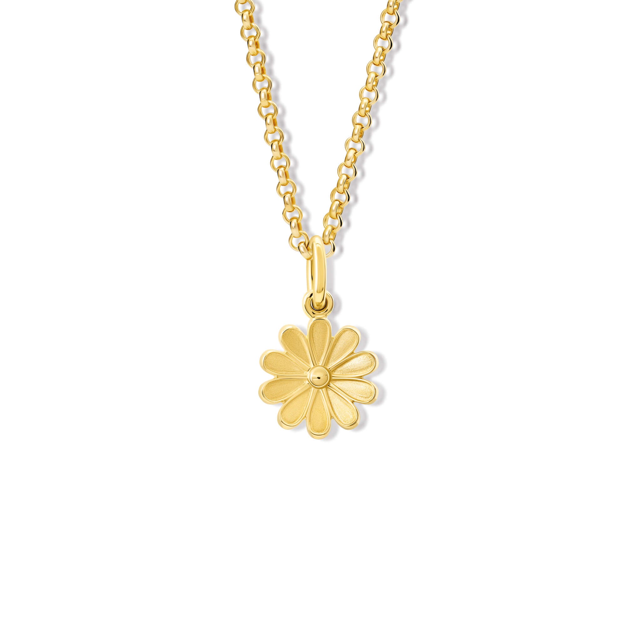 Handcrafted 9ct yellow gold necklace pendant of an anemone flower.