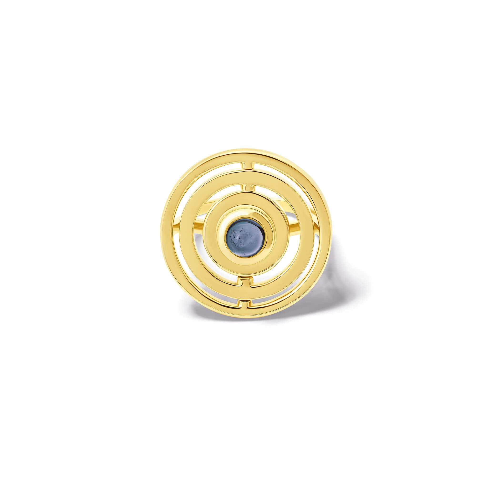 Gyroskop Ring Yellow Gold - Cabochon Blue Sapphire