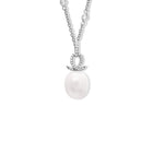 Icarus Necklace Pendant 18ct White Gold - Pearl & Diamond Pavé