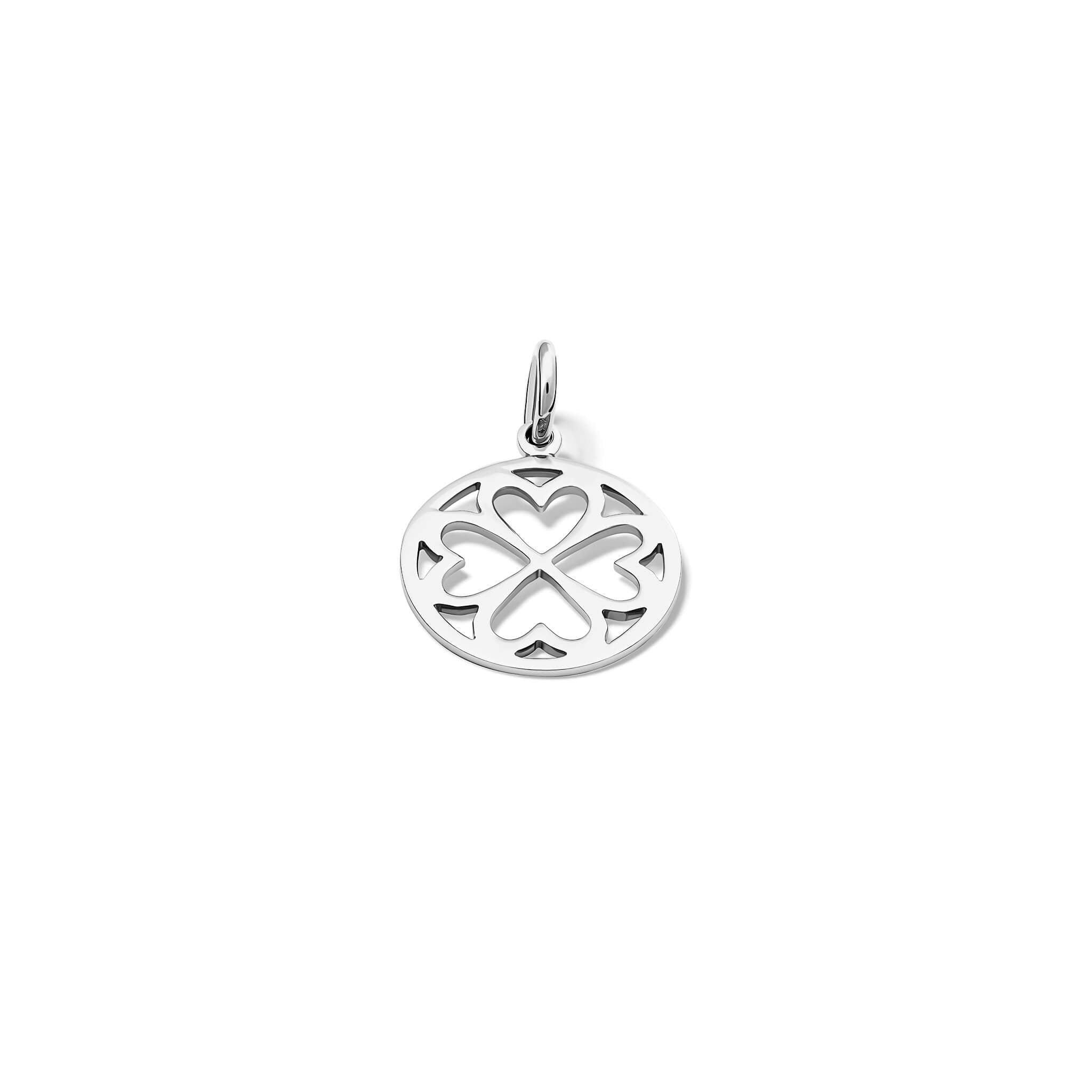 Handcrafted silver Klover pendant symbolising faith, hope, love and luck