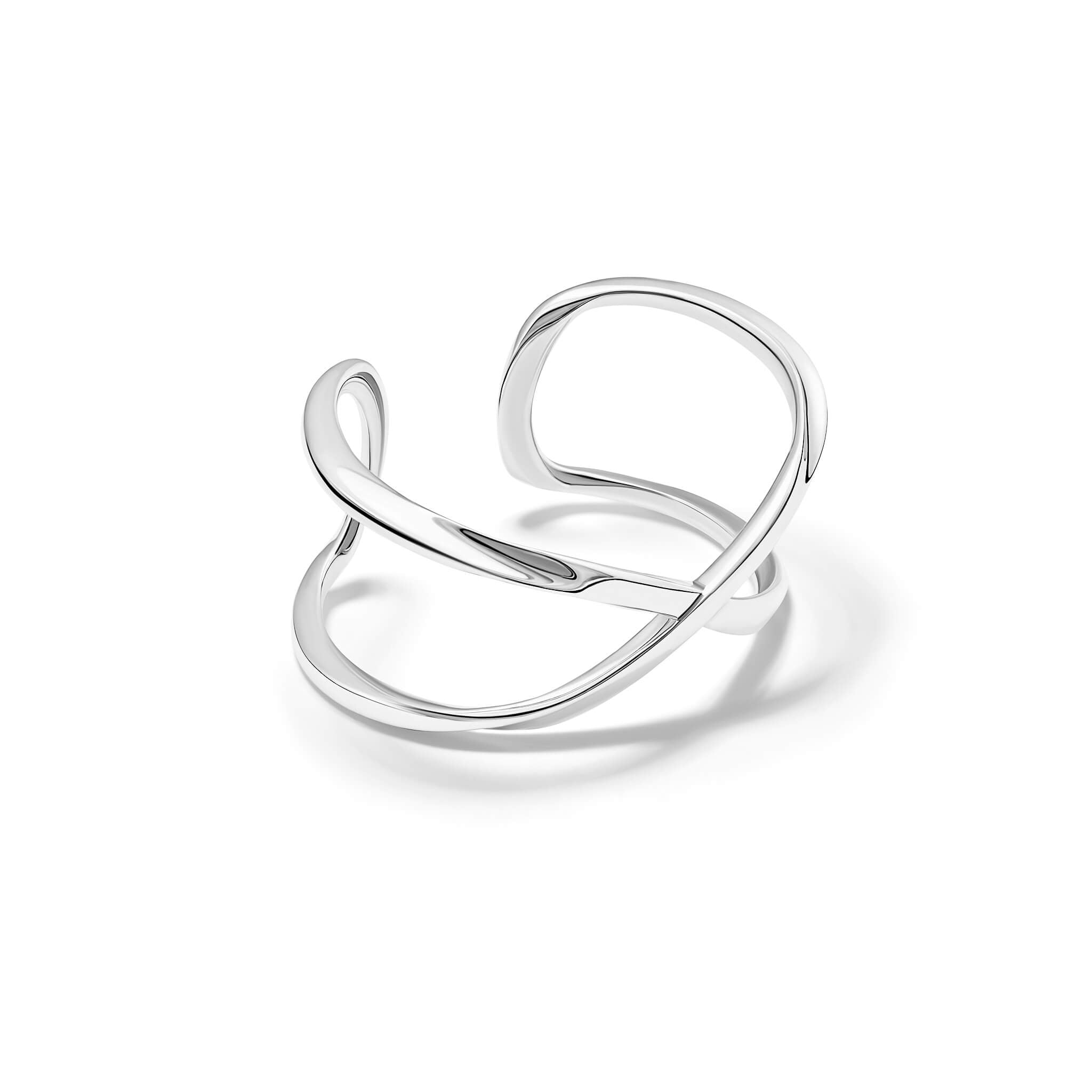 Handmade sculptural cuff in sterling silver inspired by Scandinavian design.