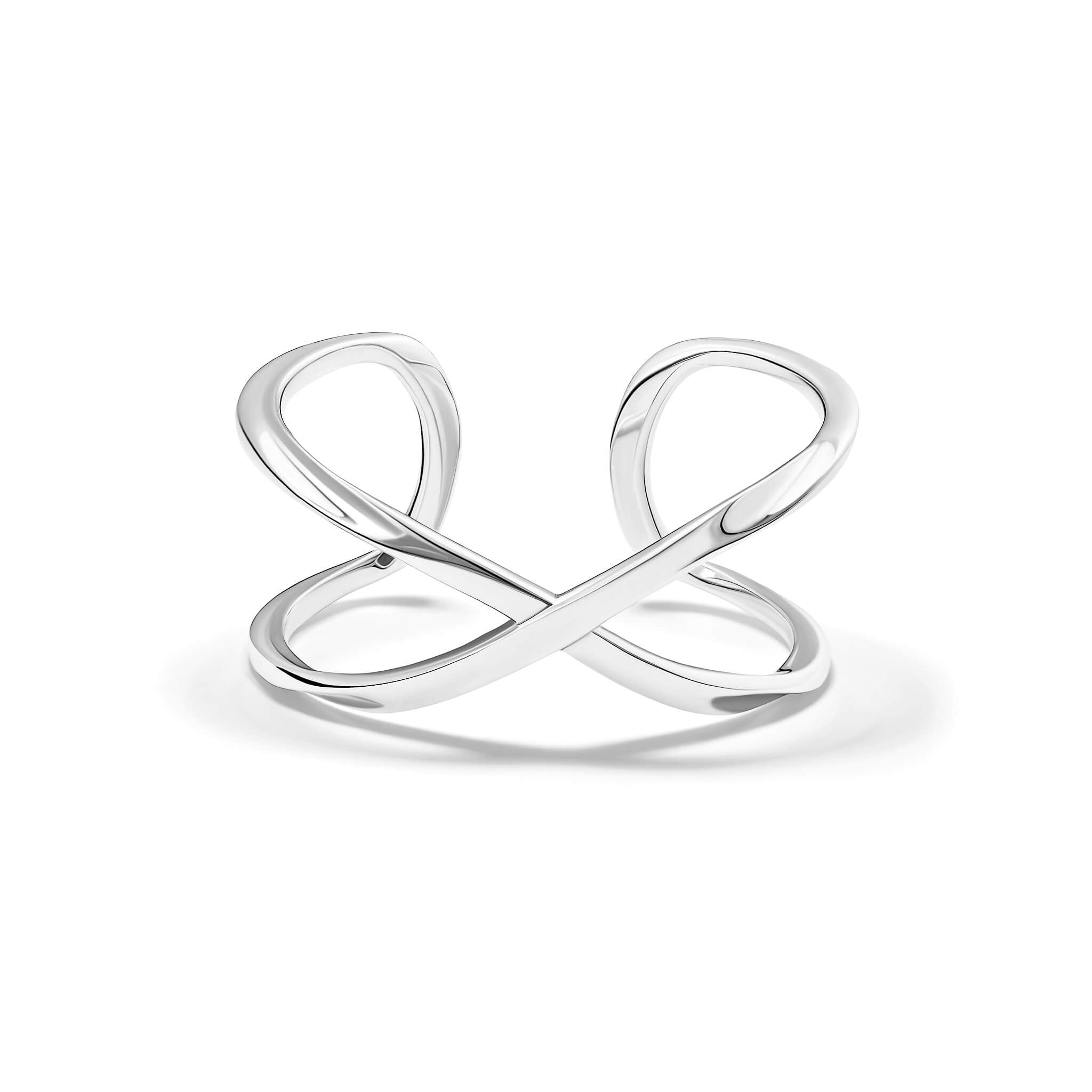 Handmade sculptural cuff in sterling silver inspired by Scandinavian design.