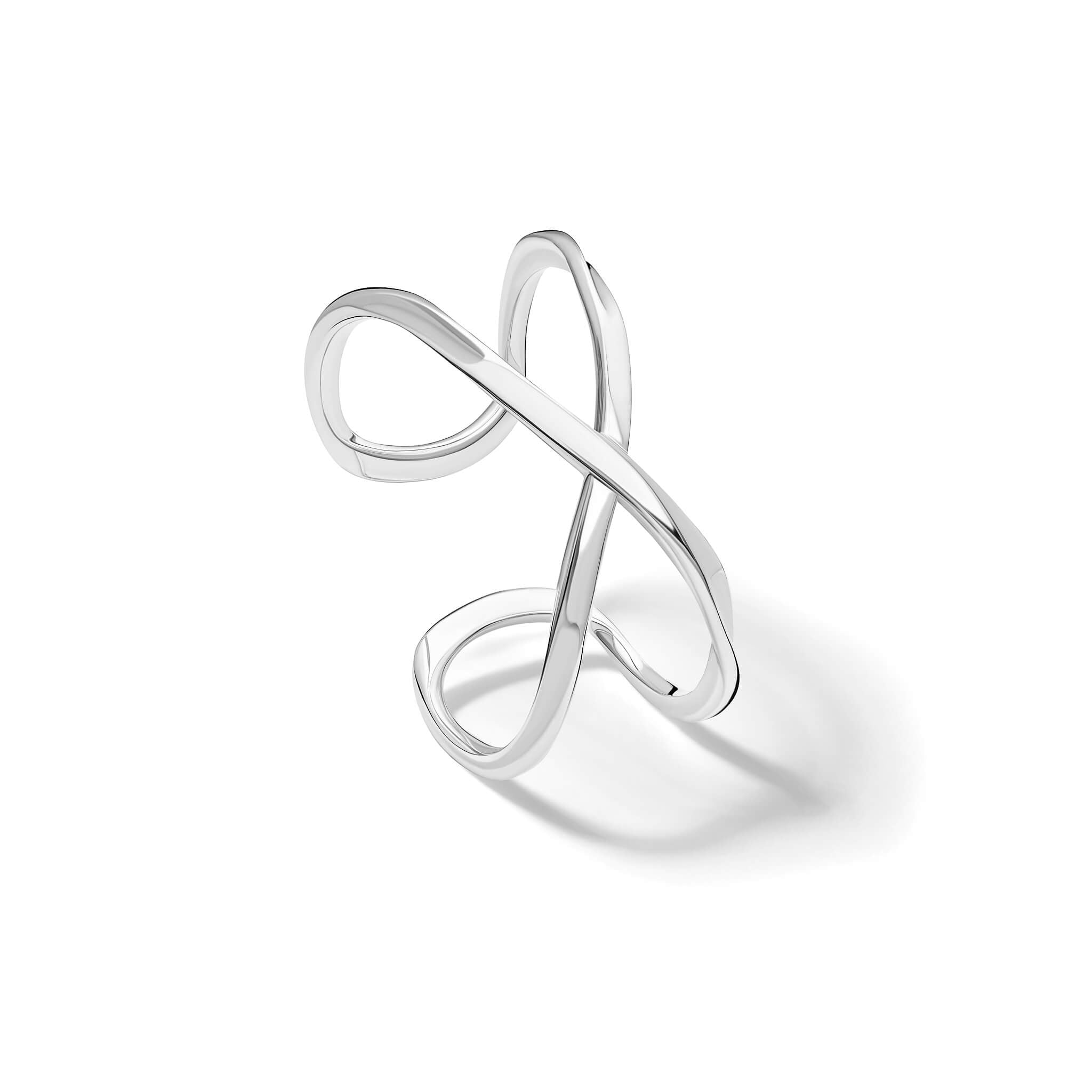 Handmade sculptural cuff in sterling silver inspired by Scandinavian design.