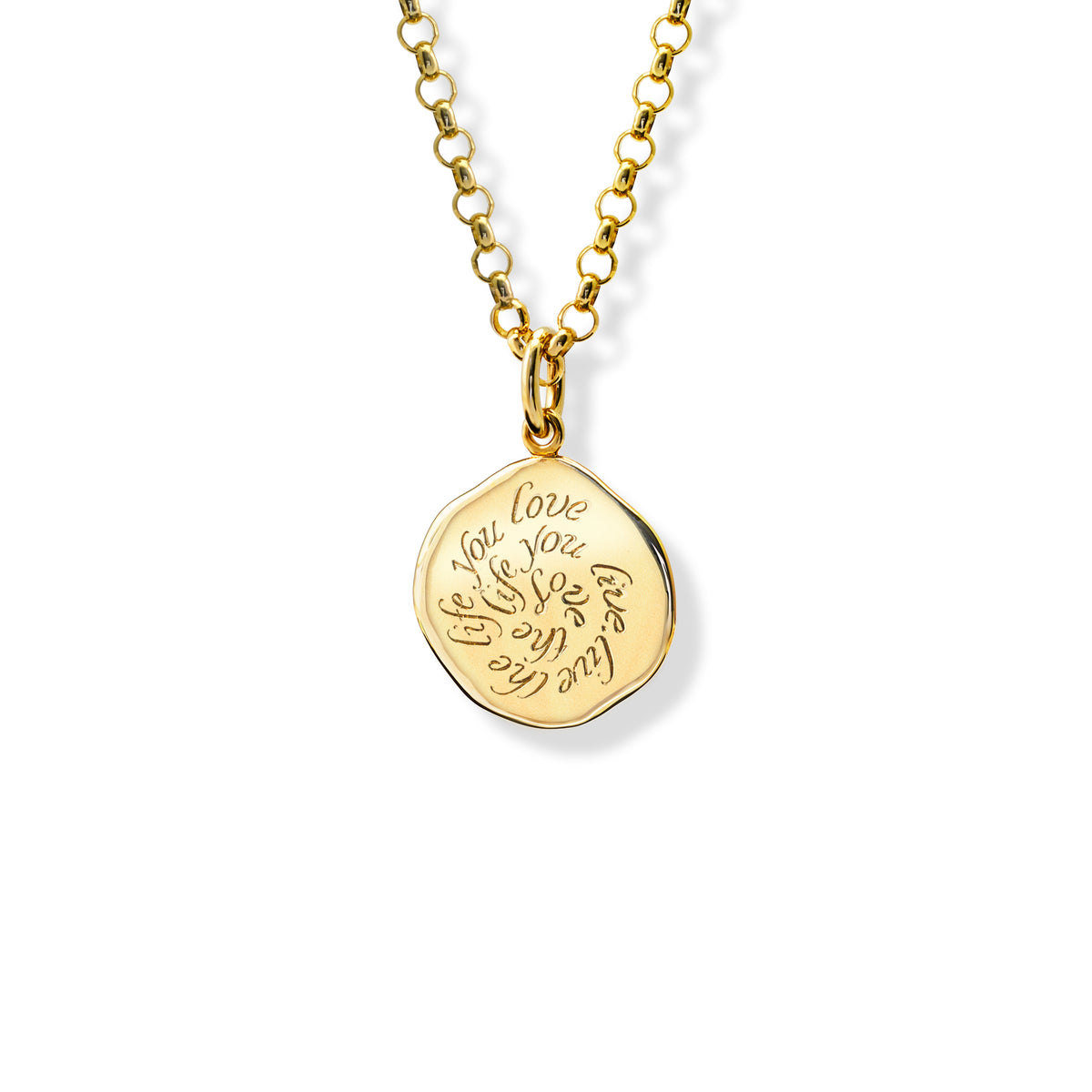 Love The Life 9ct Gold Quote Pendant | Cassandra Goad