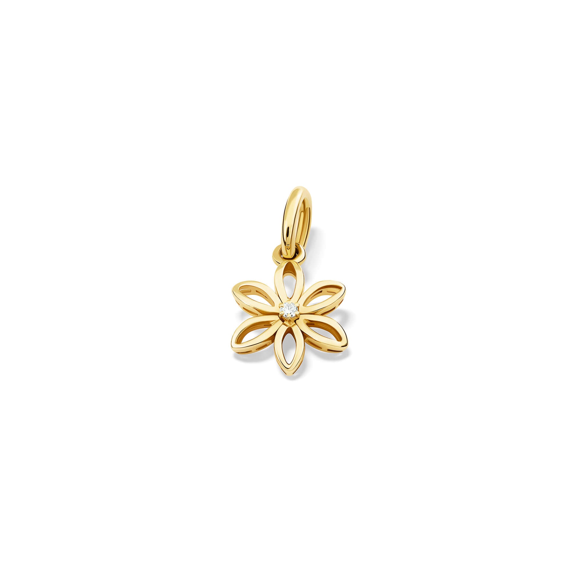 fleur de lys small pendant in 9ct yellow gold with diamond, inspired by interlocking lily flowers, french inspired, by cassandra goad
