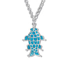 Fish Large Locket Pendant Silver - Forest Green & Turquoise Enamel