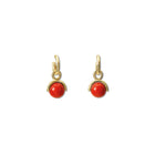 Stirrup Earring Drops Yellow Gold - Coral