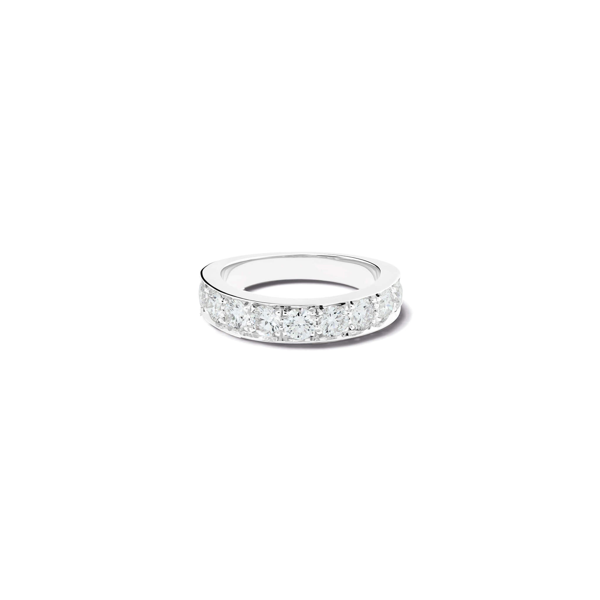 Handcrafted 18ct gold wedding band set with diamonds along half of the band.