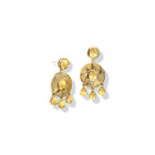 Aztec Halo Earring Drops Yellow Gold - Citrine